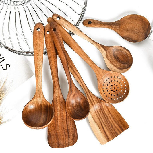 Natural Wood Tableware Spoon Sets