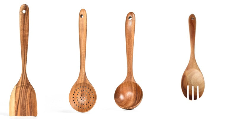 Natural Wood Tableware Spoon Sets