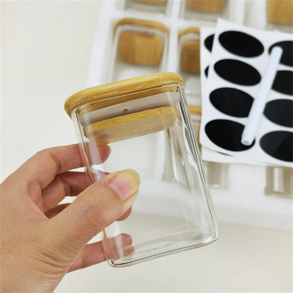 12 Pcs Kitchen Glass Storage Bottle