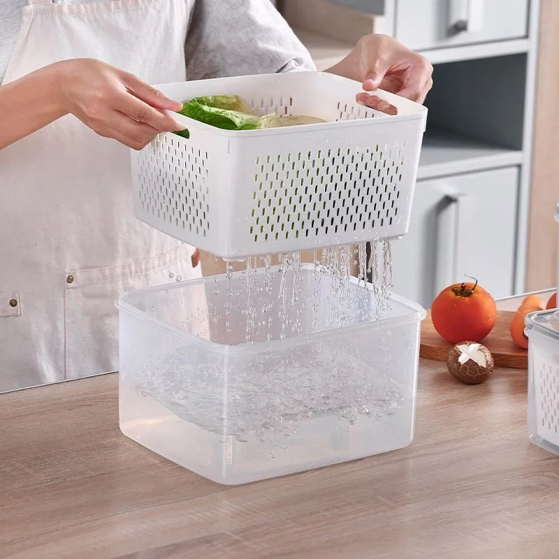 Self-draining fridge Organizer Storage Box