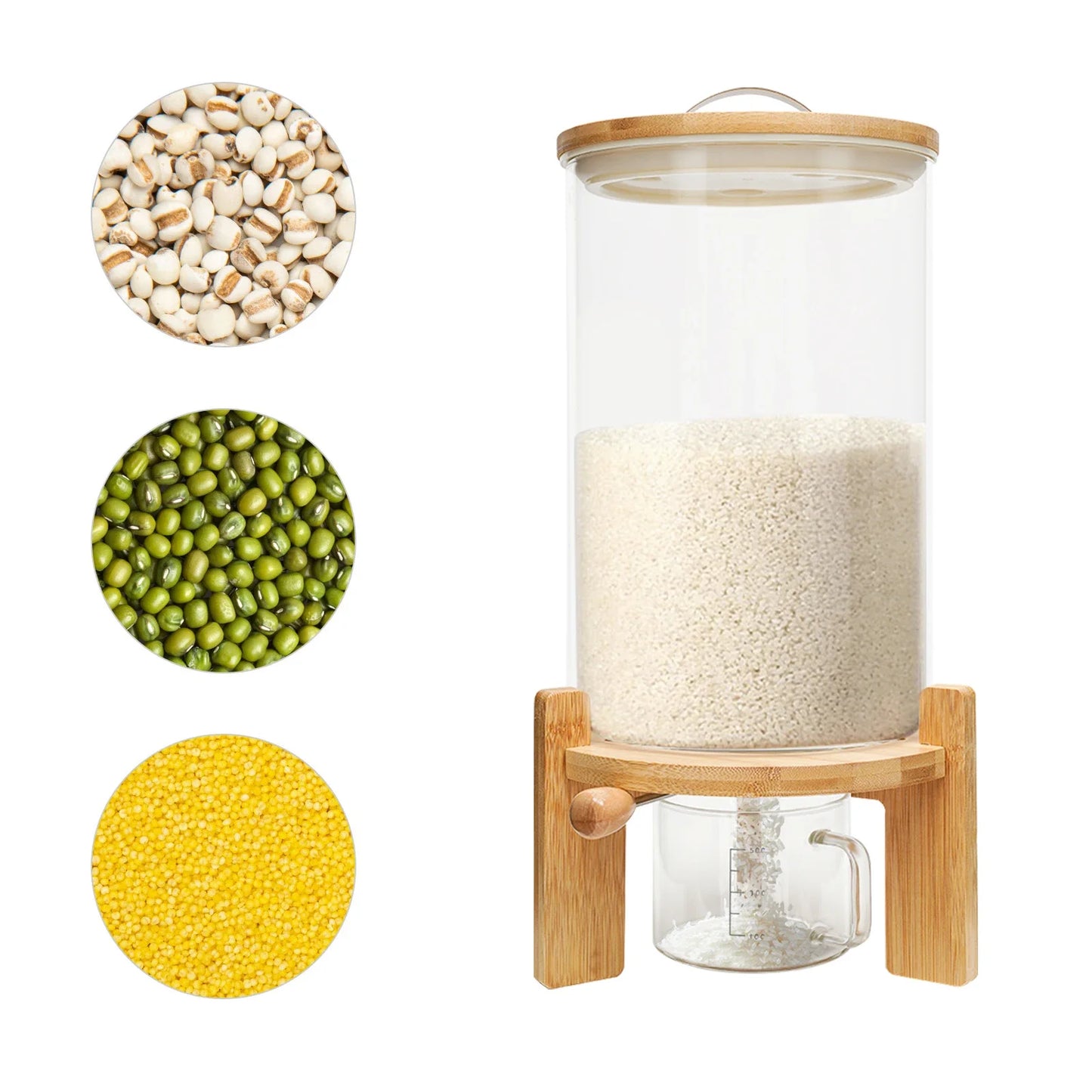 Flour And Cereal Container 5L/7.5L Rice Dispenser Creative Glass Food Storge For Kitchen Organization And Pantry Store