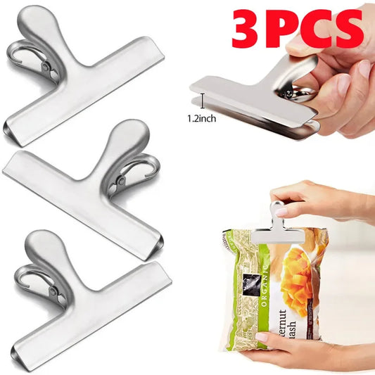 3pcs Stainless Steel Bag Clips