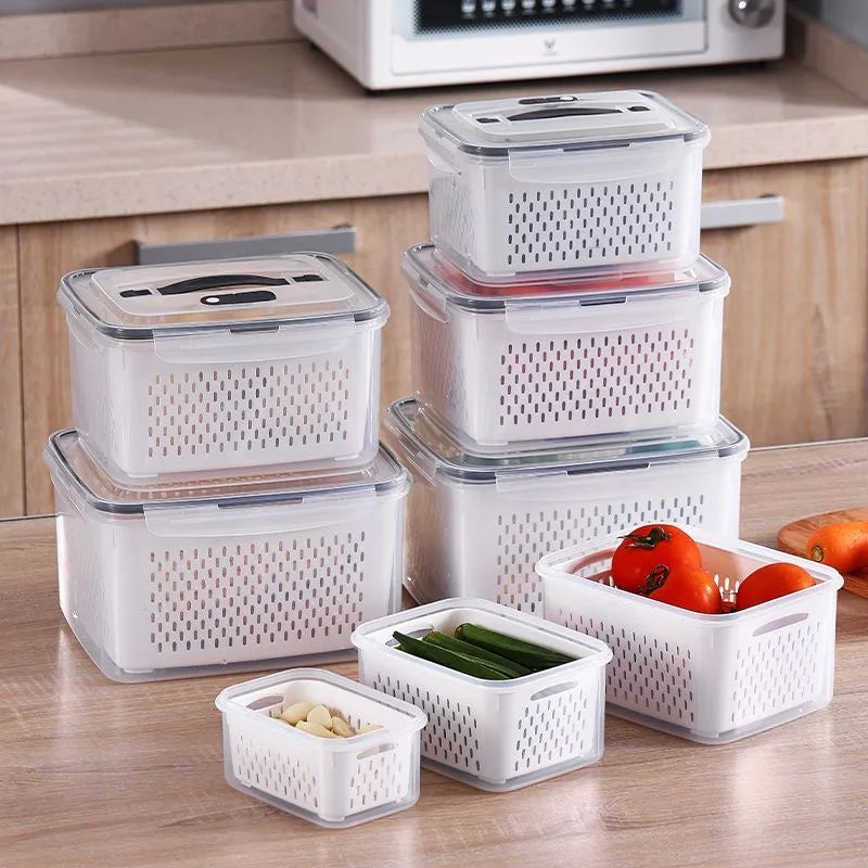 Self-draining fridge Organizer Storage Box