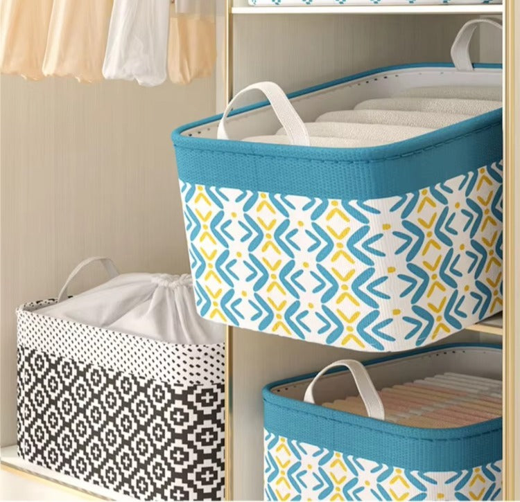 Drawstring Cloth Storage Basket with Handle